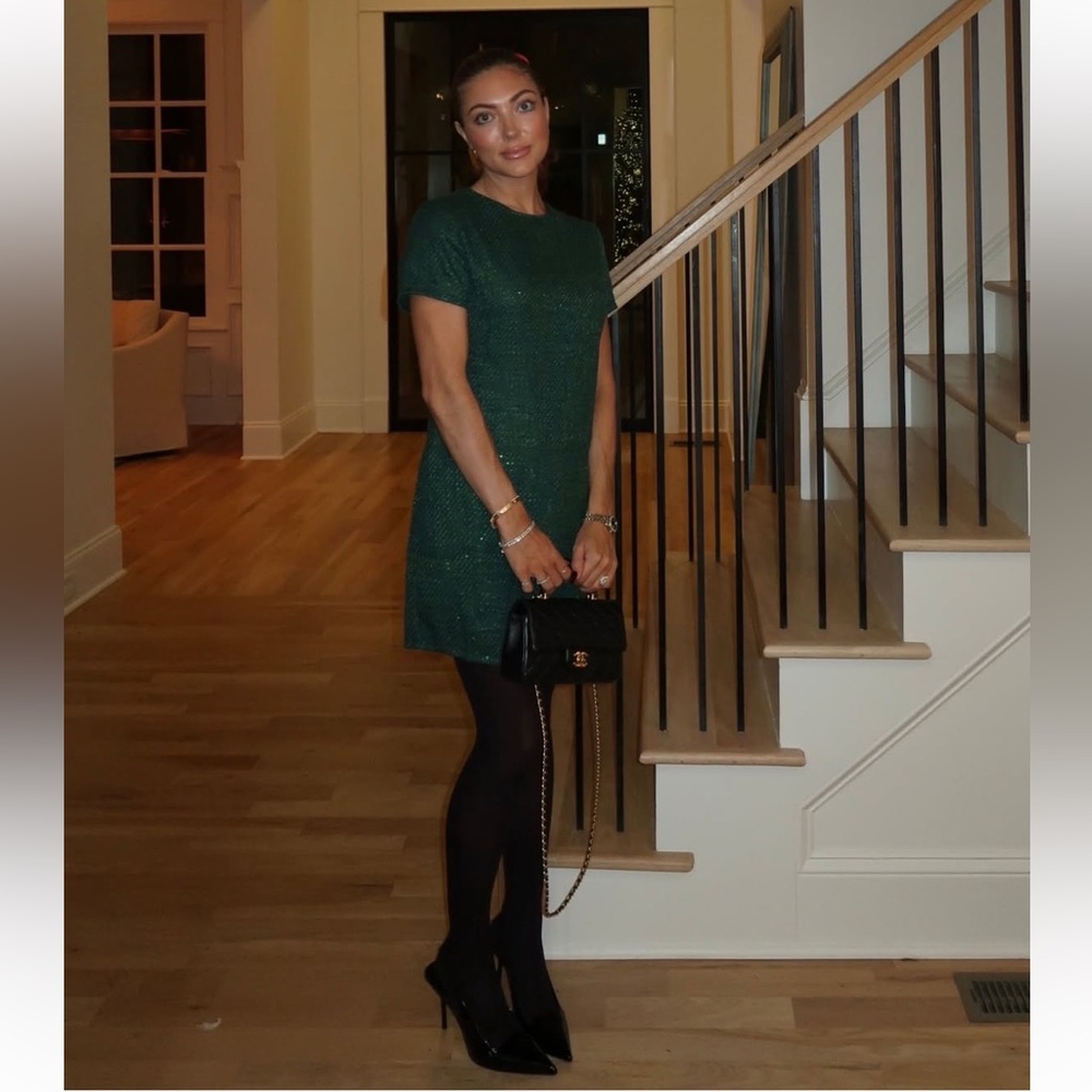She + Sky Green Sequin Tweed Mini Dress NWT LARGE